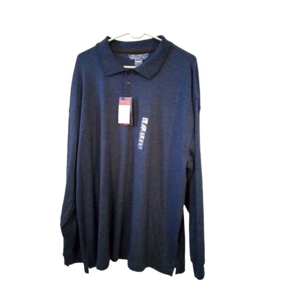 Performance Polo Architect Navy Long Slve. 1/4 Button Collar Business Casual XXL - Picture 1 of 9